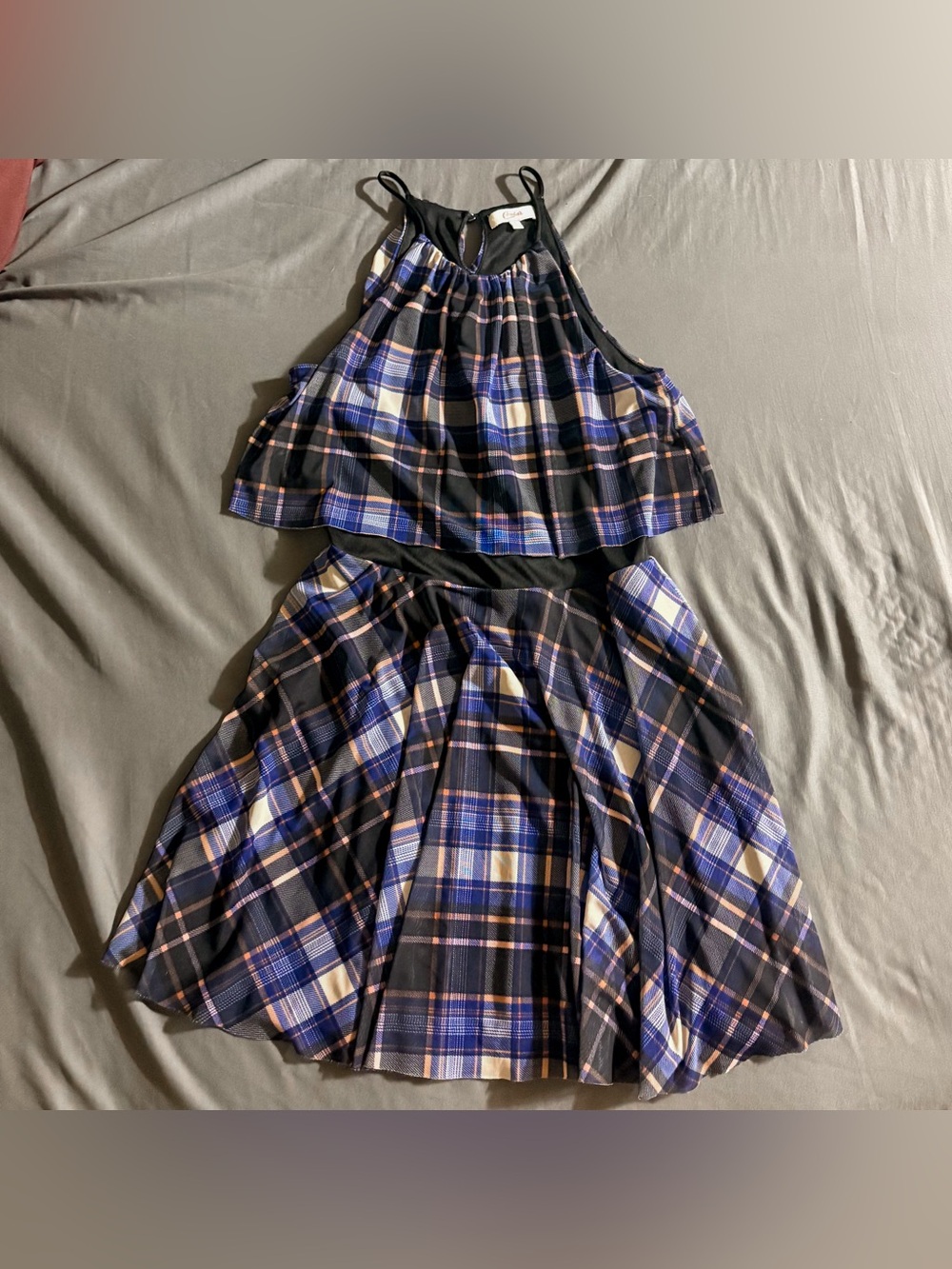 Candies Vintage Y2K Scene Blue/Black/Pink Plaid Grunge Emo Punk Dress Small
